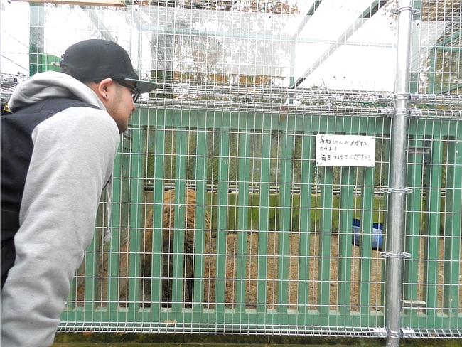 グレイブ・テイカーのデニムジャケットとディスタービア・クロージングのスナップバック・キャップのコーデ横から写真